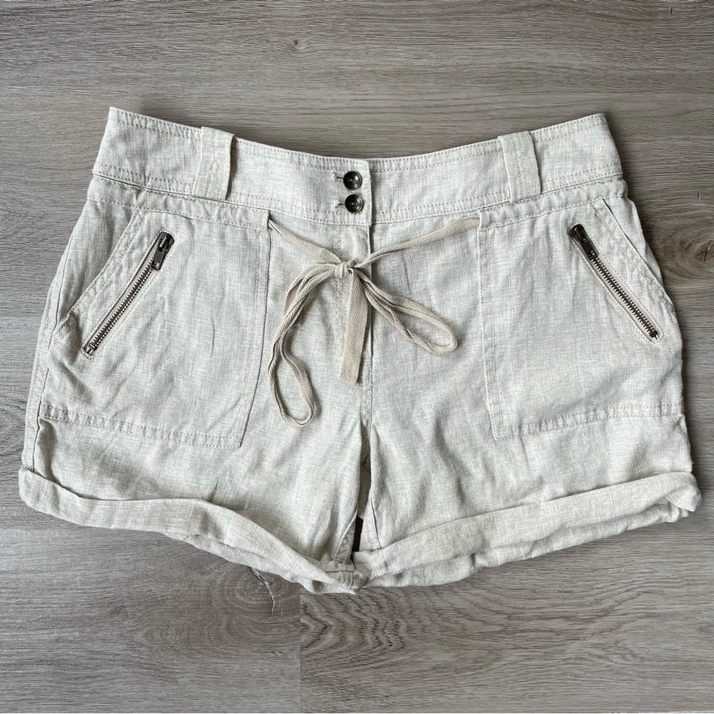 Stem 100% Linen Cream Shorts, Women’s Medium